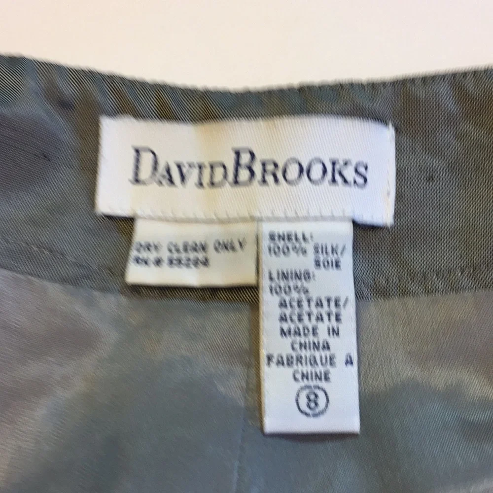 David Brooks Gray Silk Pants with Embroidery and Beading Size 8